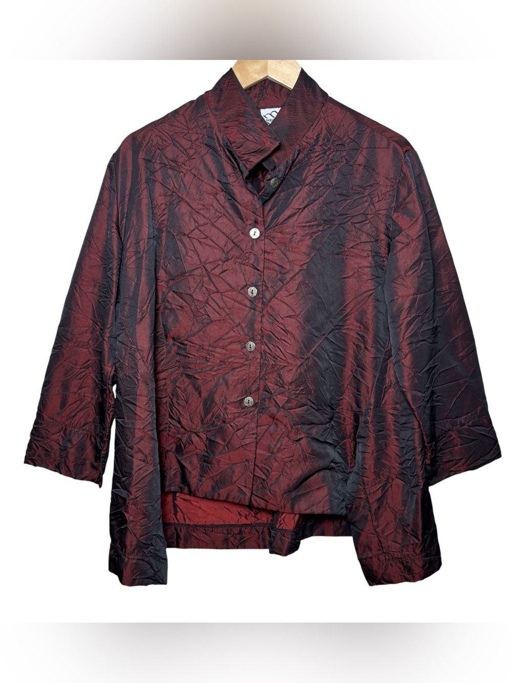 M Square by Neetu Malik Jacket Sz 1 M Textured Lagenlook Red Black Scandi Lagom